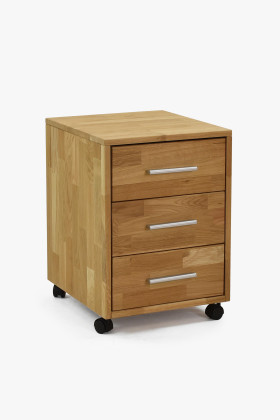 Holzkommode aus Eichenholz mit 3 Schubladen auf Rollen